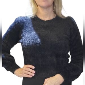 Aritiza Sunday Best Black Fuzzy Chenille Sweater size S (fits xs/s)
